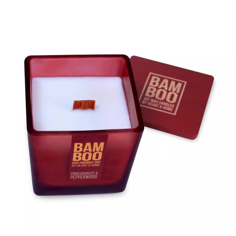 Bamboo Pomegranate & Pepperwood Soy Candle - 40 Hours of Cozy, Crackling Bliss