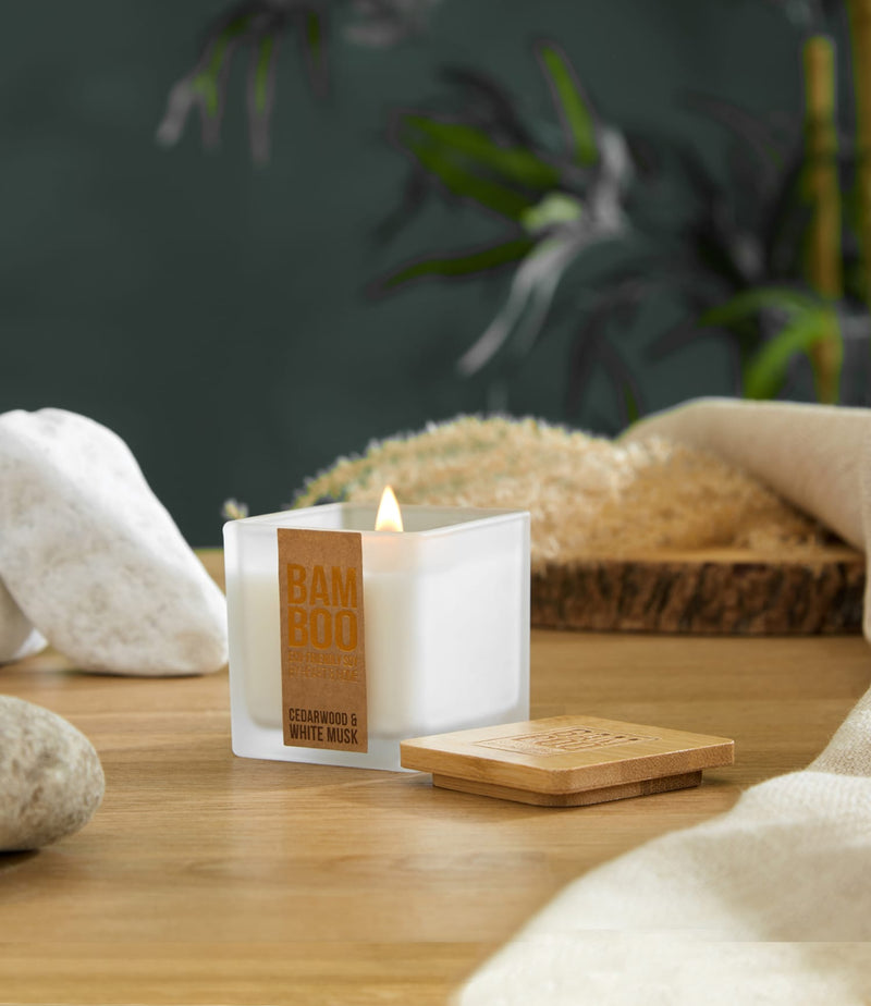 Crackling Wick Bamboo & Cedarwood Soy Candle - 20 Hours of Eco-Friendly Bliss!