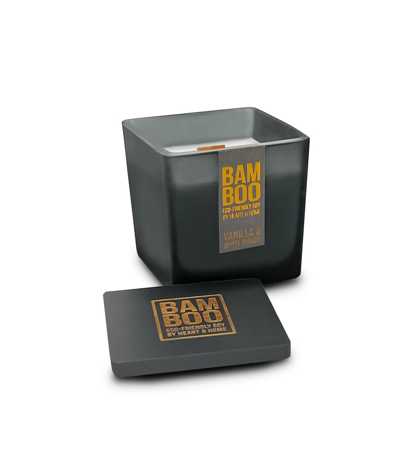 Crackling Bamboo Vanilla & White Woods Soy Candle - 20 Hours of Bliss