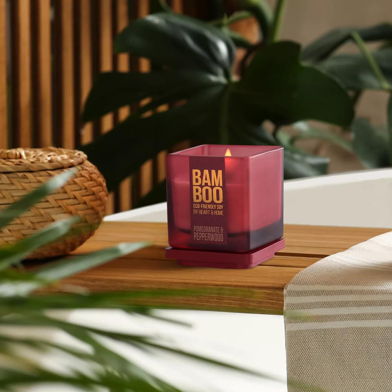 Bamboo Pomegranate & Pepperwood Small Soy Candle - 20hr Crackling Wick Bliss