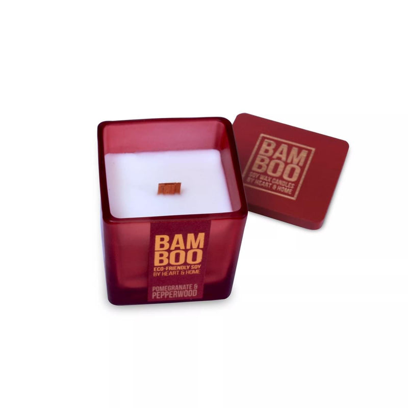 Bamboo Pomegranate & Pepperwood Small Soy Candle - 20hr Crackling Wick Bliss