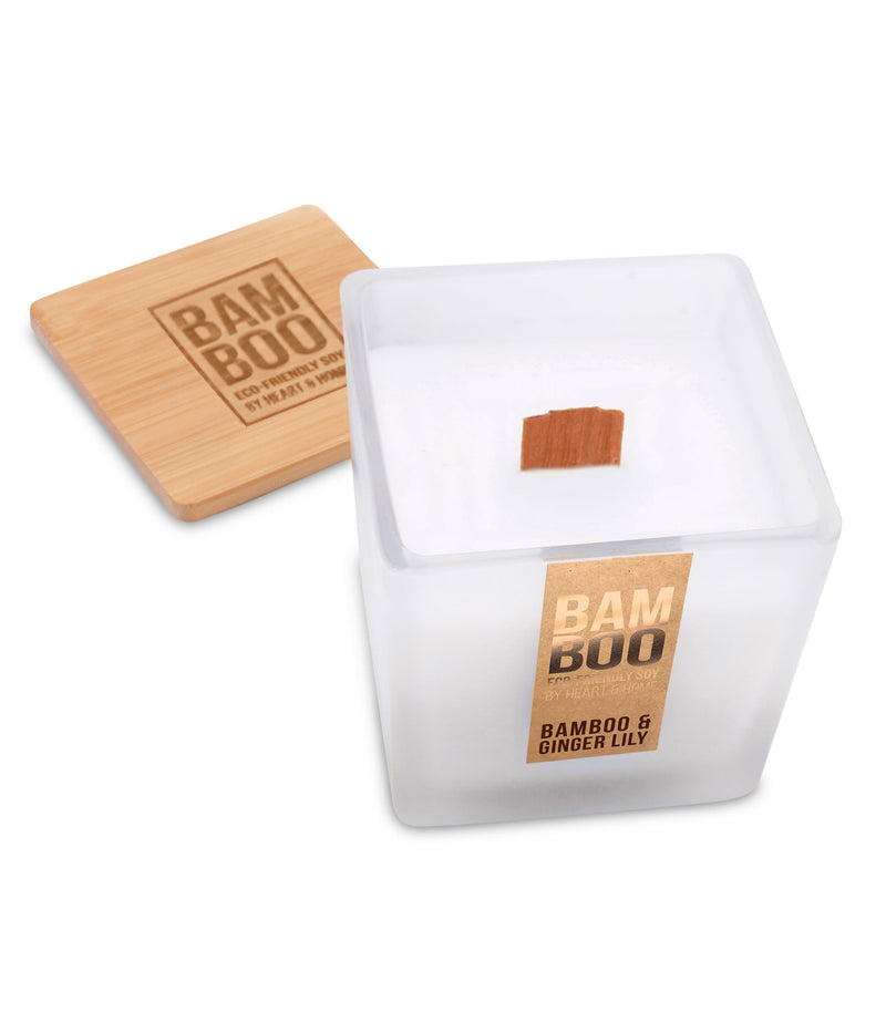 Bamboo & Ginger Lily Soy Candle - 40-Hour Burn with Relaxing Crackling Wick