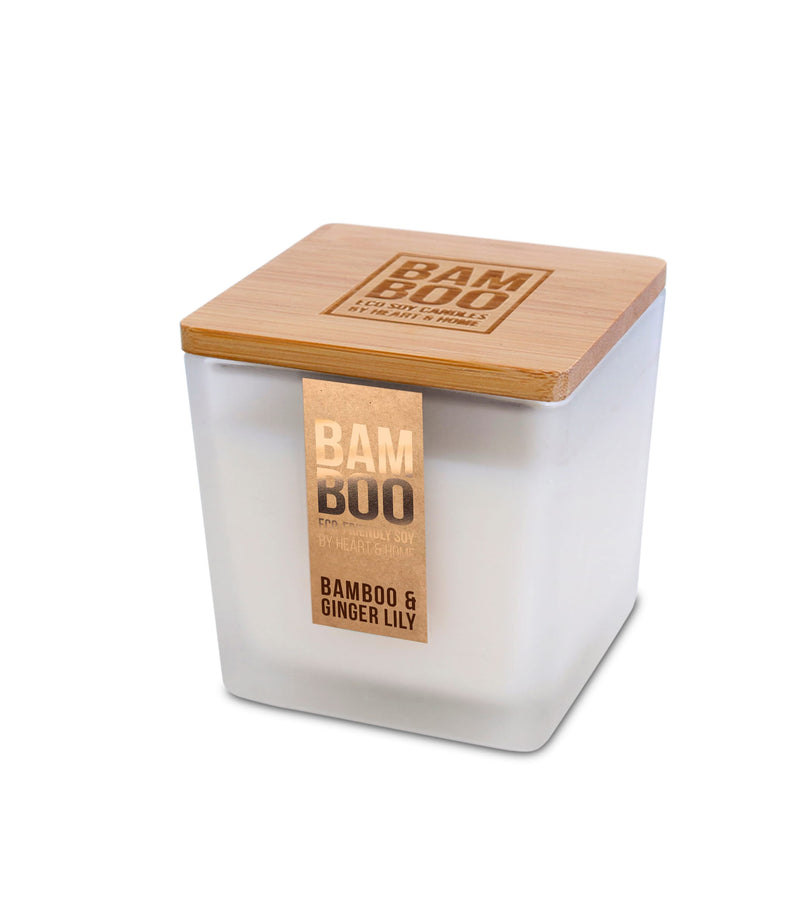 Bamboo & Ginger Lily Soy Candle - 40-Hour Burn with Relaxing Crackling Wick