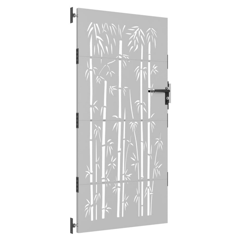 Rusty Corten Steel Garden Gate with Elegant Bamboo Design - 85x200 cm
