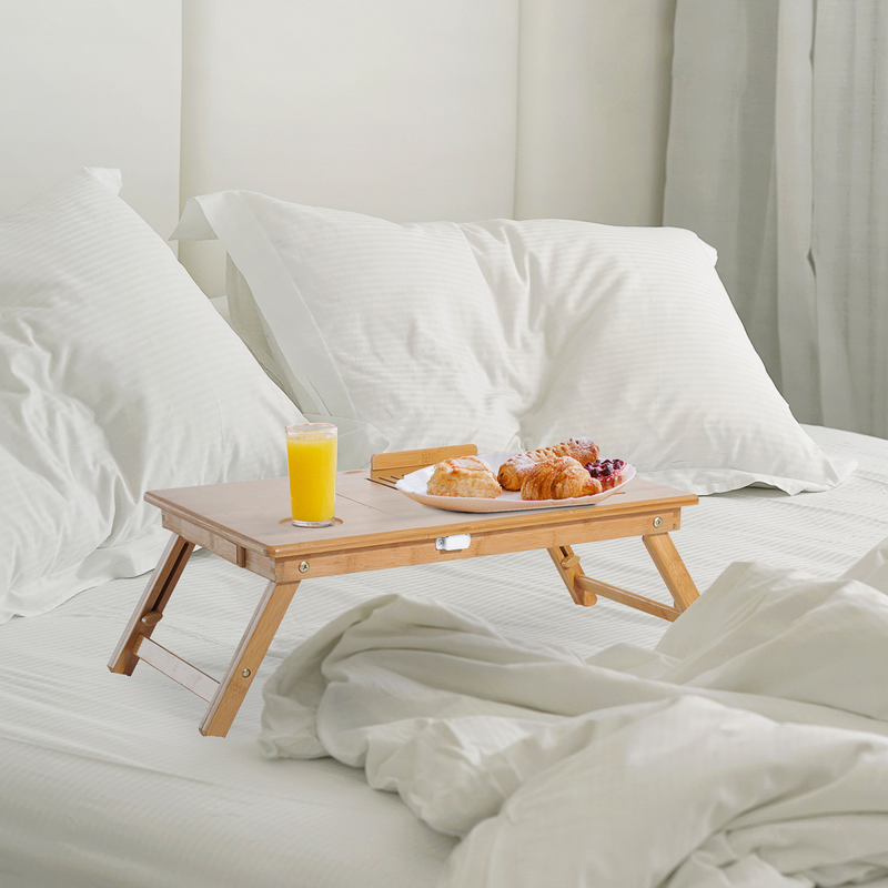 Adjustable Bamboo Laptop Desk Tray: Comfort Meets Style for Bed & Sofa
