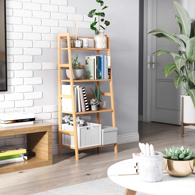 Eco-Chic 4-Tier Bamboo Bookshelf: Stylish Storage for Any Room!