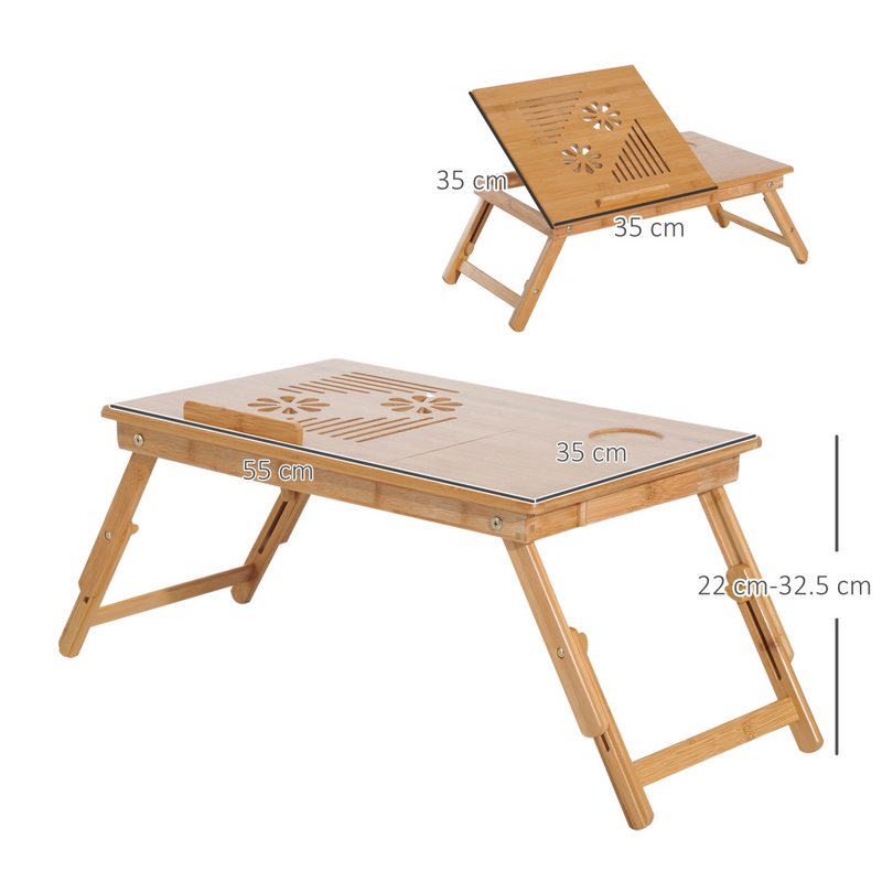 Adjustable Bamboo Laptop Desk Tray: Comfort Meets Style for Bed & Sofa