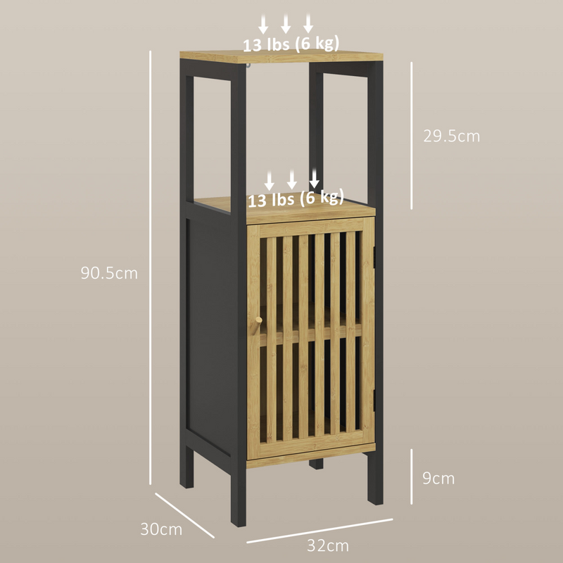 Elegant Bamboo Bathroom Cabinet with Adjustable Shelf - Retro Storage Solution