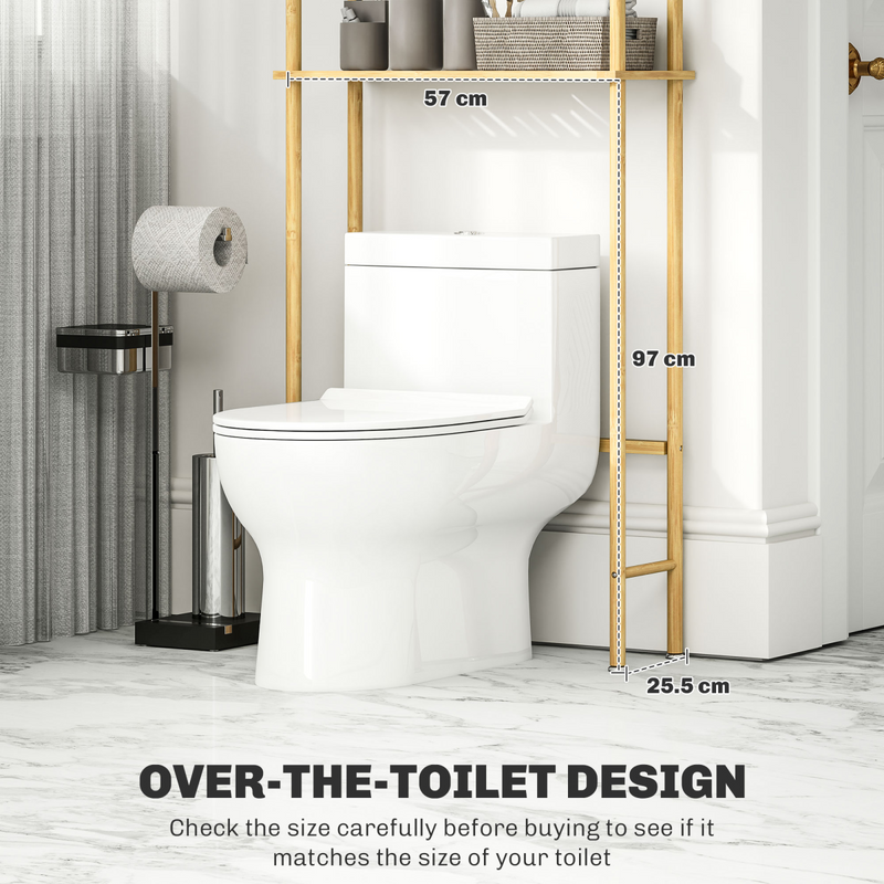 Elevate Your Bathroom: HOMCOM Bamboo Over Toilet Storage Rack with 3 Shelves