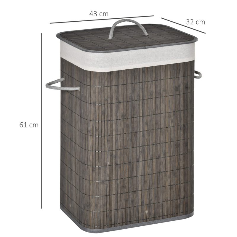 Stylish Bamboo Laundry Basket with Flip Lid & Washable Lining - Space-Saver!