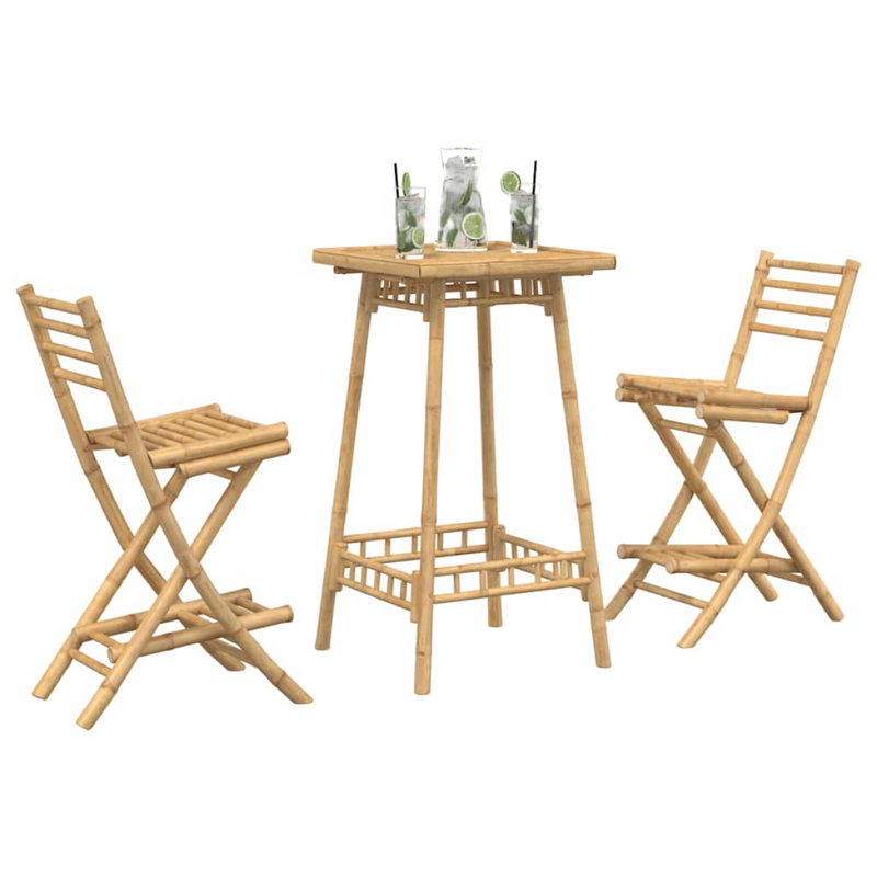 vidaXL Foldable Bamboo 3-Piece Outdoor Bar Set – Stylish & Space-Saving!
