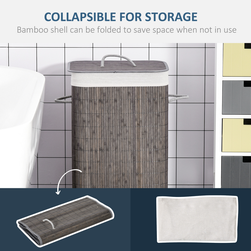 Stylish Bamboo Laundry Basket with Flip Lid & Washable Lining - Space-Saver!