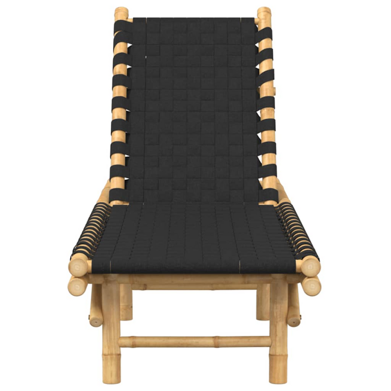 vidaXL Black Bamboo Sun Lounger with Adjustable Backrest, 55x200 cm