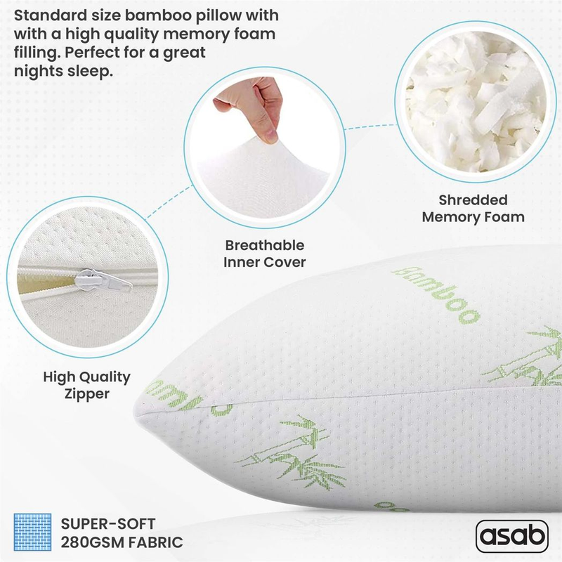 Ultimate Comfort: Eco-Friendly Bamboo Memory Foam Pillow Duo - Cushioned Bliss!