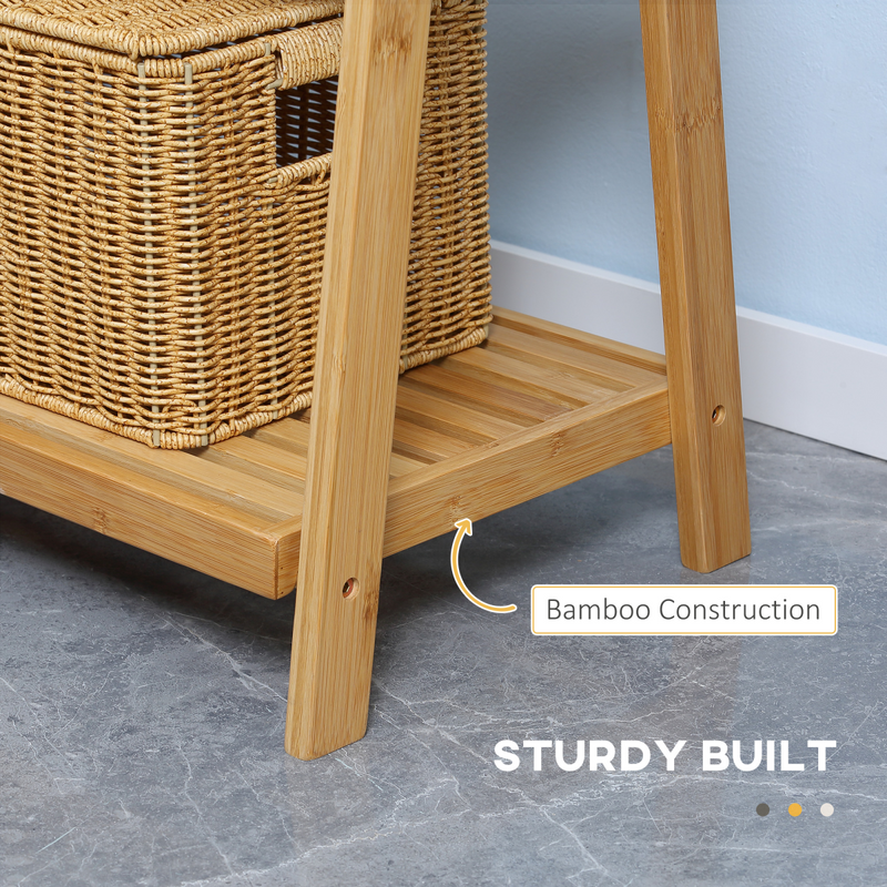 Versatile Foldable Bamboo Towel Rack with 3 Bars & Shelves for Space-Saving Style