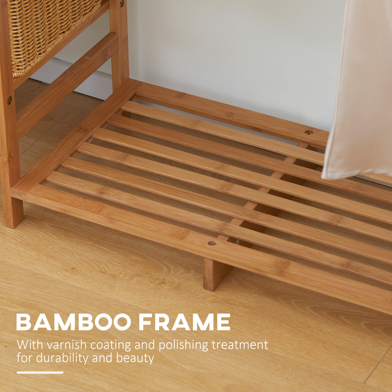 Stylish Bamboo Clothes Rail with 6-Tier Shelves - Space-Saving Storage Solution