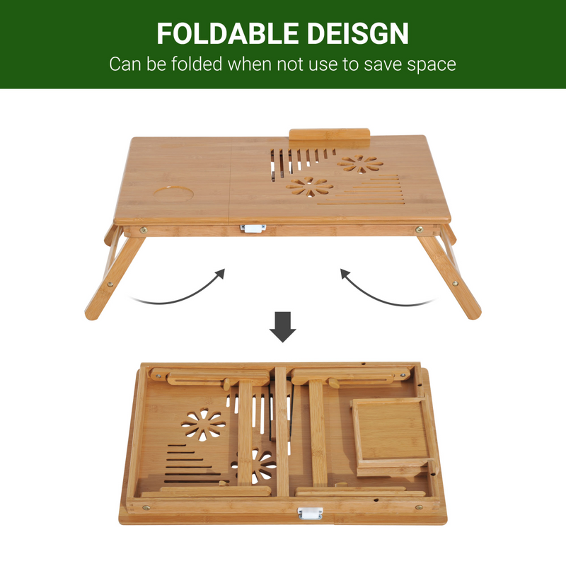 Adjustable Bamboo Laptop Desk Tray: Comfort Meets Style for Bed & Sofa