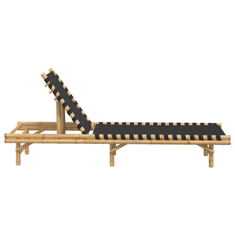 vidaXL Black Bamboo Sun Lounger with Adjustable Backrest, 55x200 cm