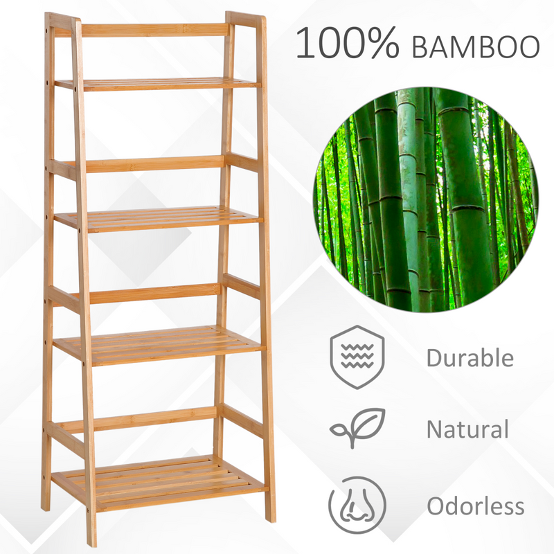 Eco-Chic 4-Tier Bamboo Bookshelf: Stylish Storage for Any Room!
