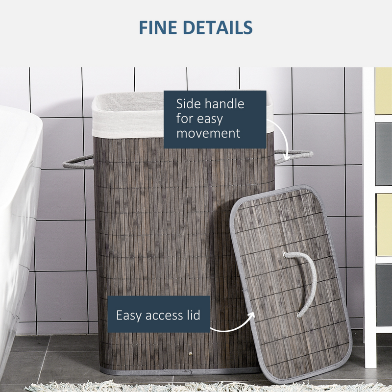 Stylish Bamboo Laundry Basket with Flip Lid & Washable Lining - Space-Saver!