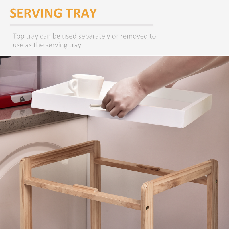 Stylish Bamboo & MDF Kitchen Trolley - 3-Tier with Smooth Rolling Casters