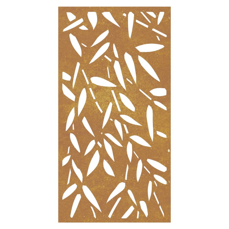 Rusty Corten Steel Bamboo Leaf Wall Art - 105x55 cm Garden Elegance