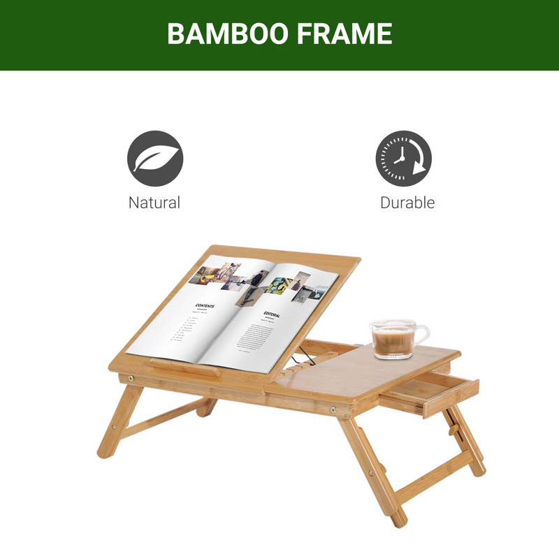 Adjustable Bamboo Laptop Desk Tray: Comfort Meets Style for Bed & Sofa