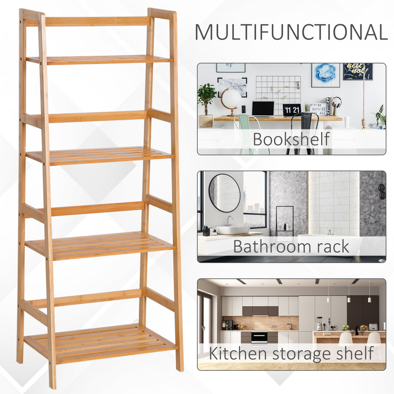 Eco-Chic 4-Tier Bamboo Bookshelf: Stylish Storage for Any Room!