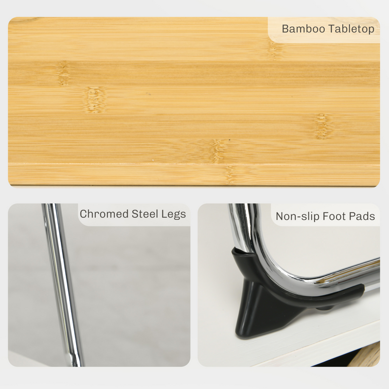 HOMCOM Bamboo Foldable Wine Table with Bottle & Glass Holders - Perfect Picnic!