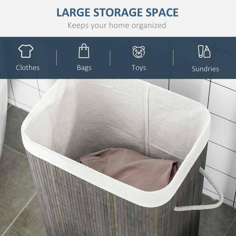 Stylish Bamboo Laundry Basket with Flip Lid & Washable Lining - Space-Saver!