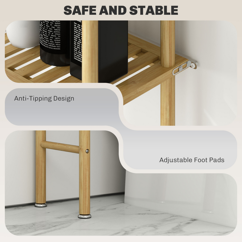 Elevate Your Bathroom: HOMCOM Bamboo Over Toilet Storage Rack with 3 Shelves