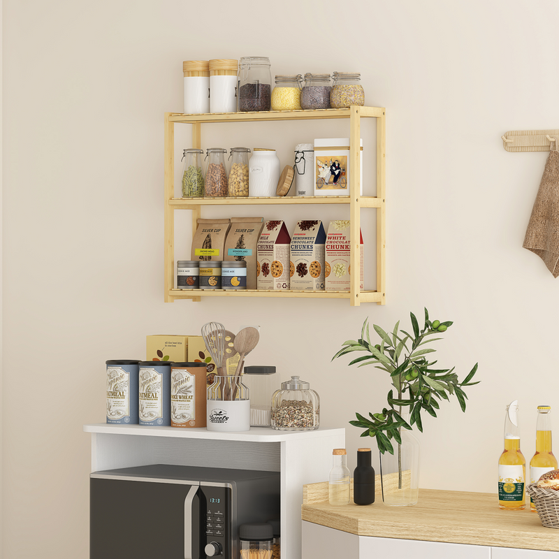Eco-Friendly HOMCOM 3-Tier Bamboo Bathroom Shelf with Adjustable Storage Racks