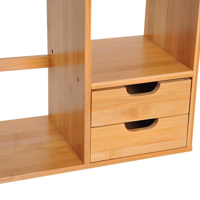 Versatile Bamboo Desk Organizer with 2 Drawers & 180° Rotatable Design