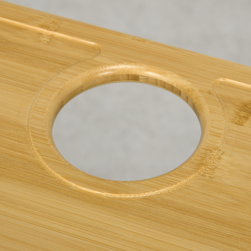 HOMCOM Bamboo Foldable Wine Table with Bottle & Glass Holders - Perfect Picnic!
