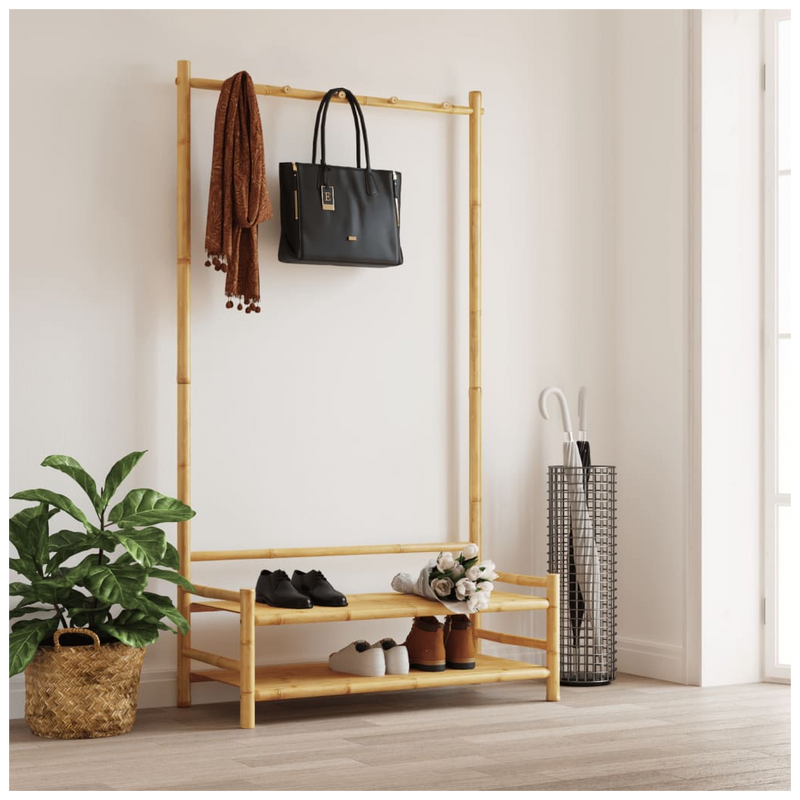 vidaXL Bamboo Clothes Rack with Shelves - Stylish Storage Solution!