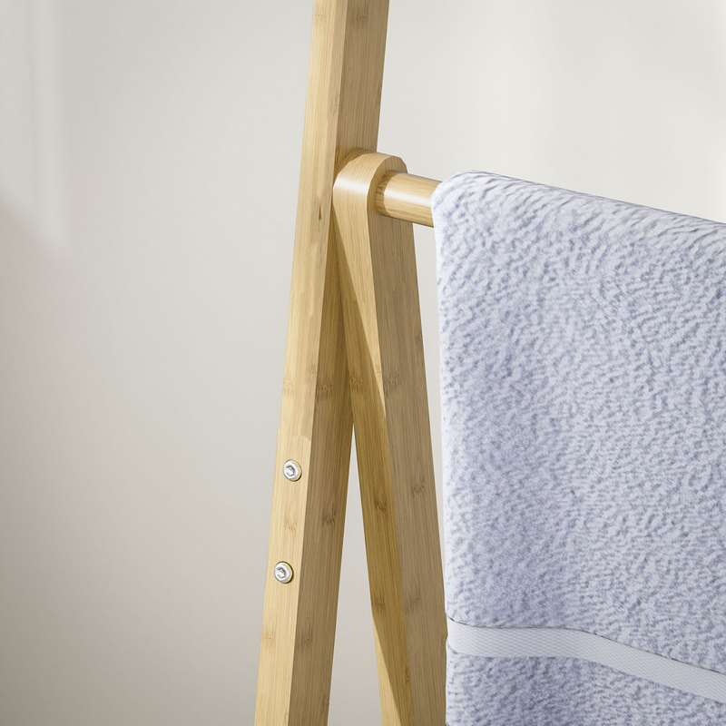 Stylish Bamboo 3-Tier Bathroom Shelving Unit with Towel Bars – Space-Saving Elegance