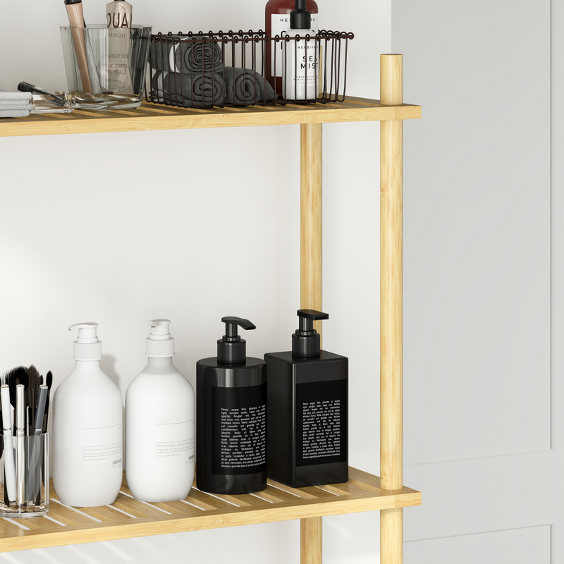 Elevate Your Bathroom: HOMCOM Bamboo Over Toilet Storage Rack with 3 Shelves