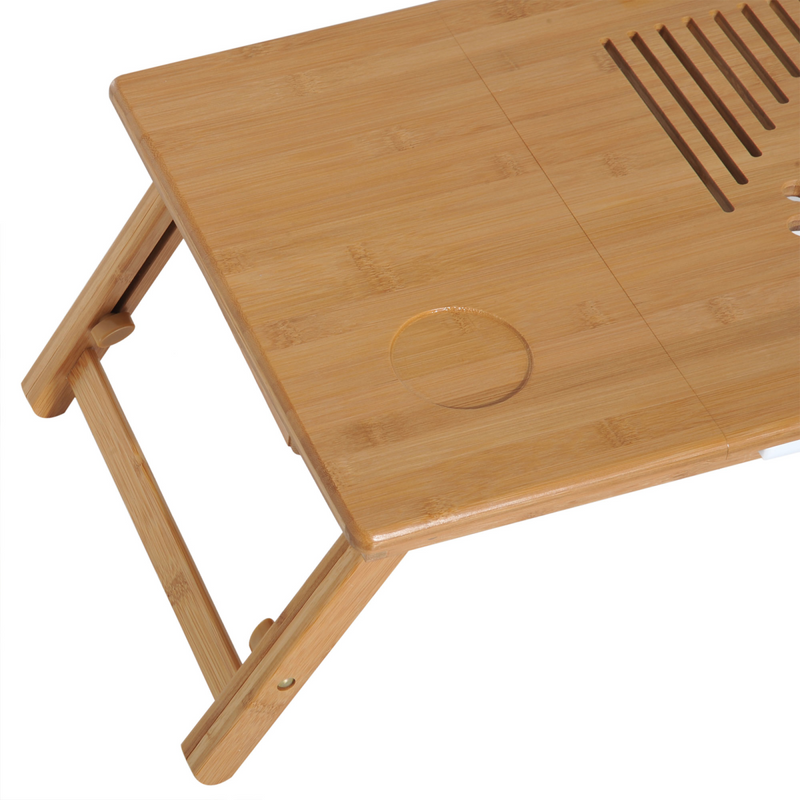 Adjustable Bamboo Laptop Desk Tray: Comfort Meets Style for Bed & Sofa