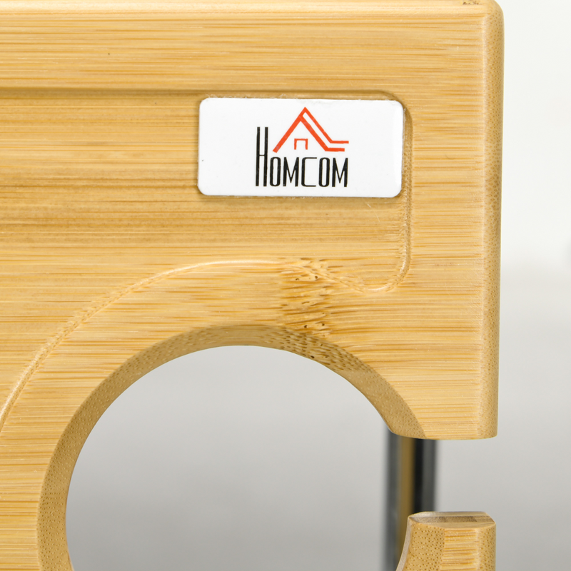 HOMCOM Bamboo Foldable Wine Table with Bottle & Glass Holders - Perfect Picnic!