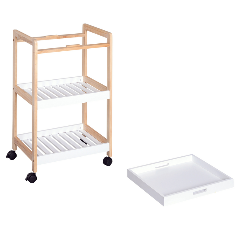 Stylish Bamboo & MDF Kitchen Trolley - 3-Tier with Smooth Rolling Casters