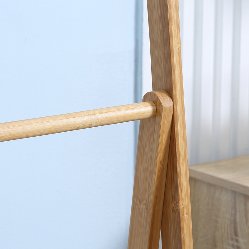 Versatile Foldable Bamboo Towel Rack with 3 Bars & Shelves for Space-Saving Style