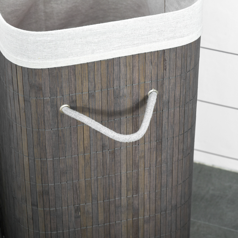 Stylish Bamboo Laundry Basket with Flip Lid & Washable Lining - Space-Saver!