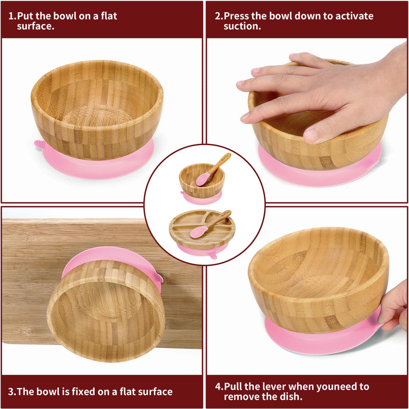 Bamboo Suction Bowl Set: All-Natural, Non-Slip, Easy-Clean & Safe for Kids - Bamboo Craze