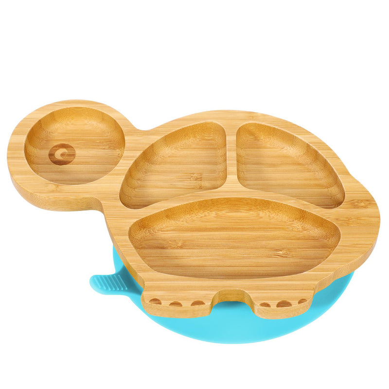 Eco-Friendly Bamboo Turtle Plate & Bowl Set with Suction Spoons for Kids - Bamboo Craze