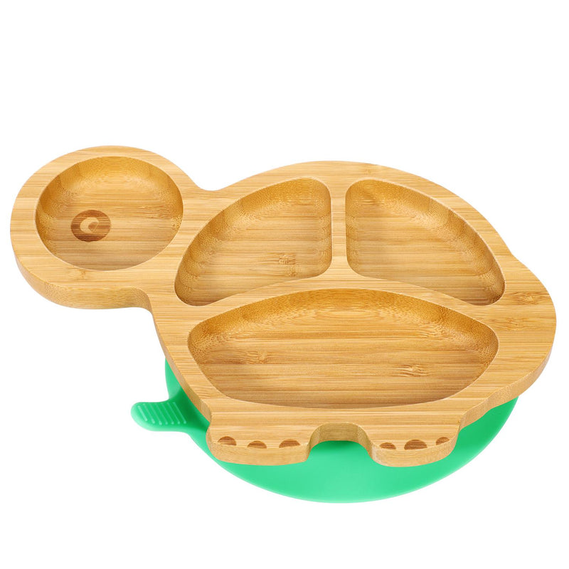 Eco-Friendly Bamboo Turtle Plate & Bowl Set with Suction Spoons for Kids - Bamboo Craze