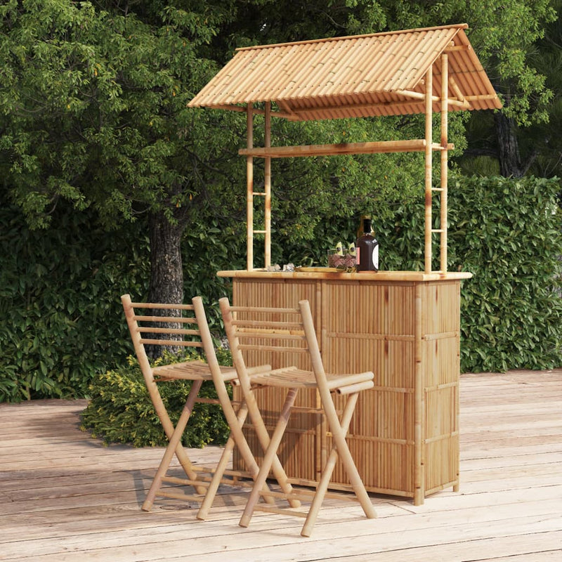 Elegant 3-Piece Bamboo Bar Set: Stylish Counter & Chairs for Every Occasion