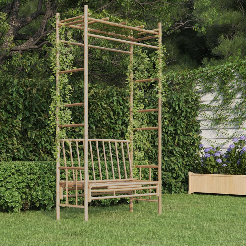 Elegant Bamboo Garden Bench with Pergola - Stylish Outdoor Relaxation