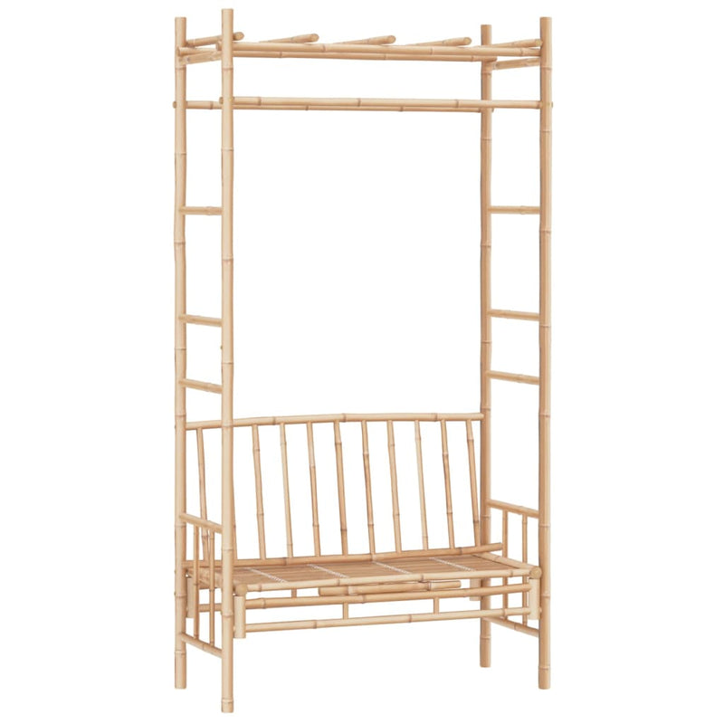 Elegant Bamboo Garden Bench with Pergola - Stylish Outdoor Relaxation
