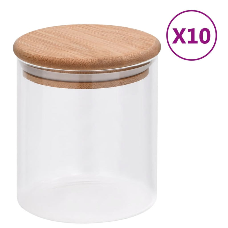 vidaXL 10-Piece Glass Storage Jar Set with Eco-Friendly Bamboo Lids