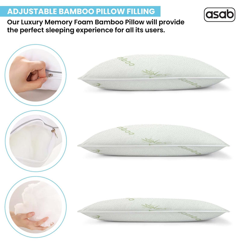 Ultimate Comfort: Eco-Friendly Bamboo Memory Foam Pillow Duo - Cushioned Bliss!